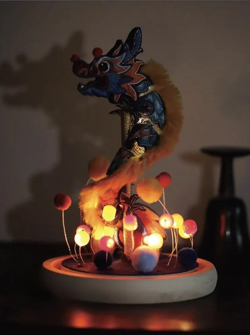 Luminous Dragon Lantern DIY Embroidery Kit - Glow-in-Dark Close-Up