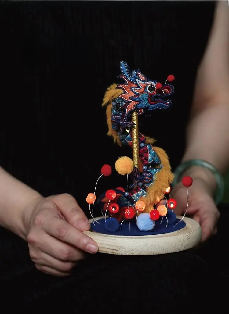 Luminous Dragon Lantern DIY Embroidery Kit - Glow-in-Dark Close-Up