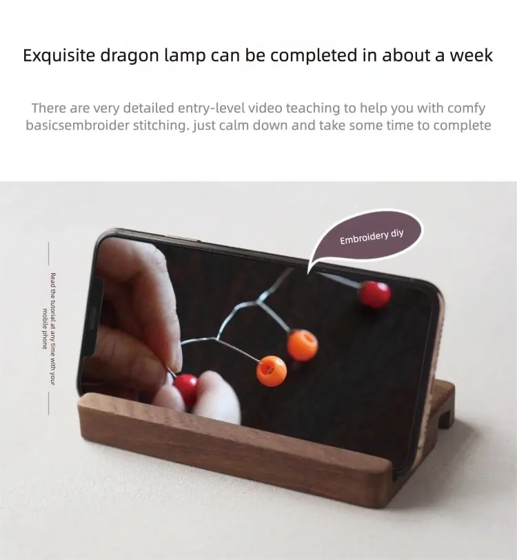 Luminous Dragon Lantern DIY Embroidery Kit - Thread & Bamboo Frame