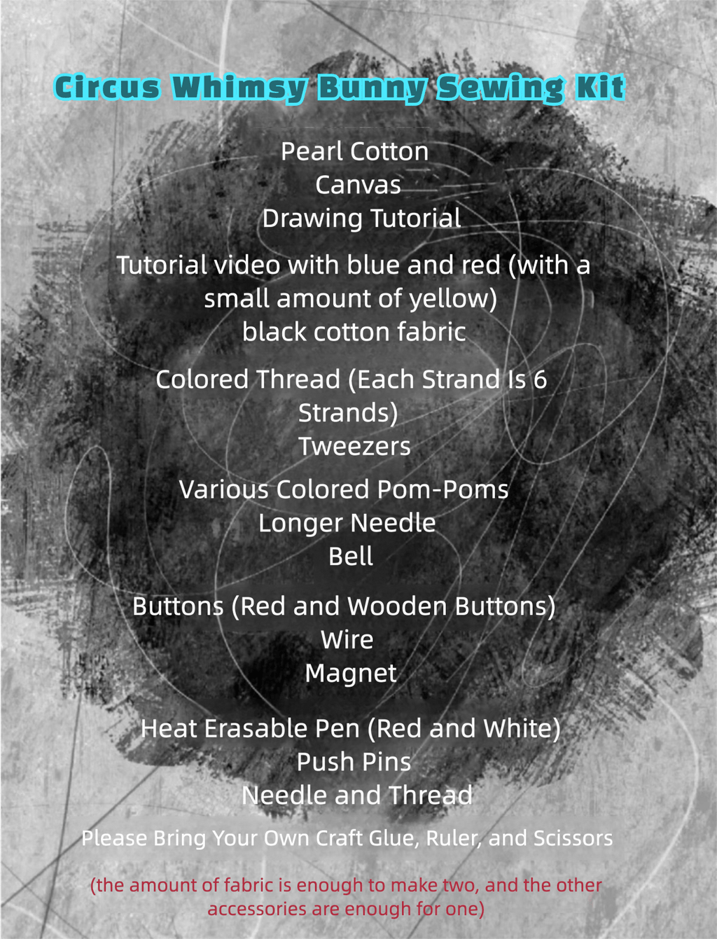 Circus Whimsy Bunny Sewing Kit - 20/30/40cm Sizes, Double Fabric - HeyPouch