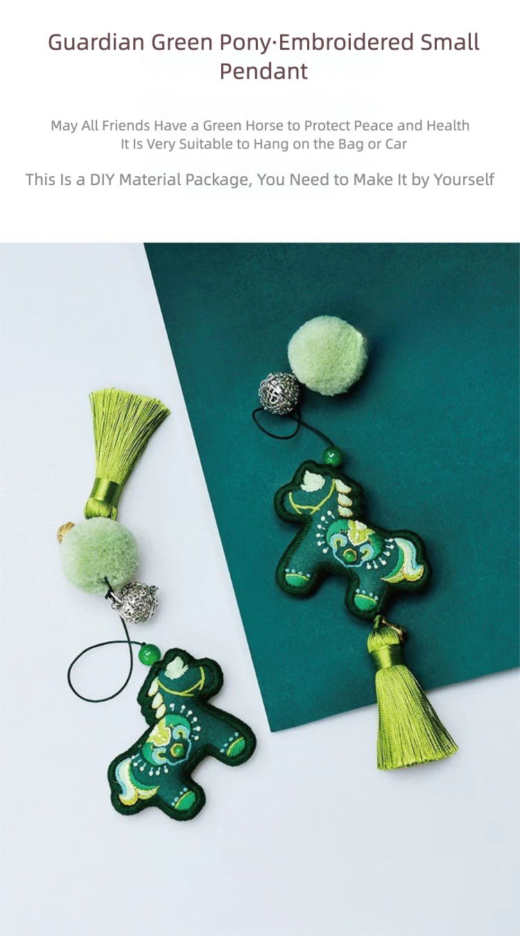DIY Guardian Green Pony Embroidery Kit - Included Thread & Fabric