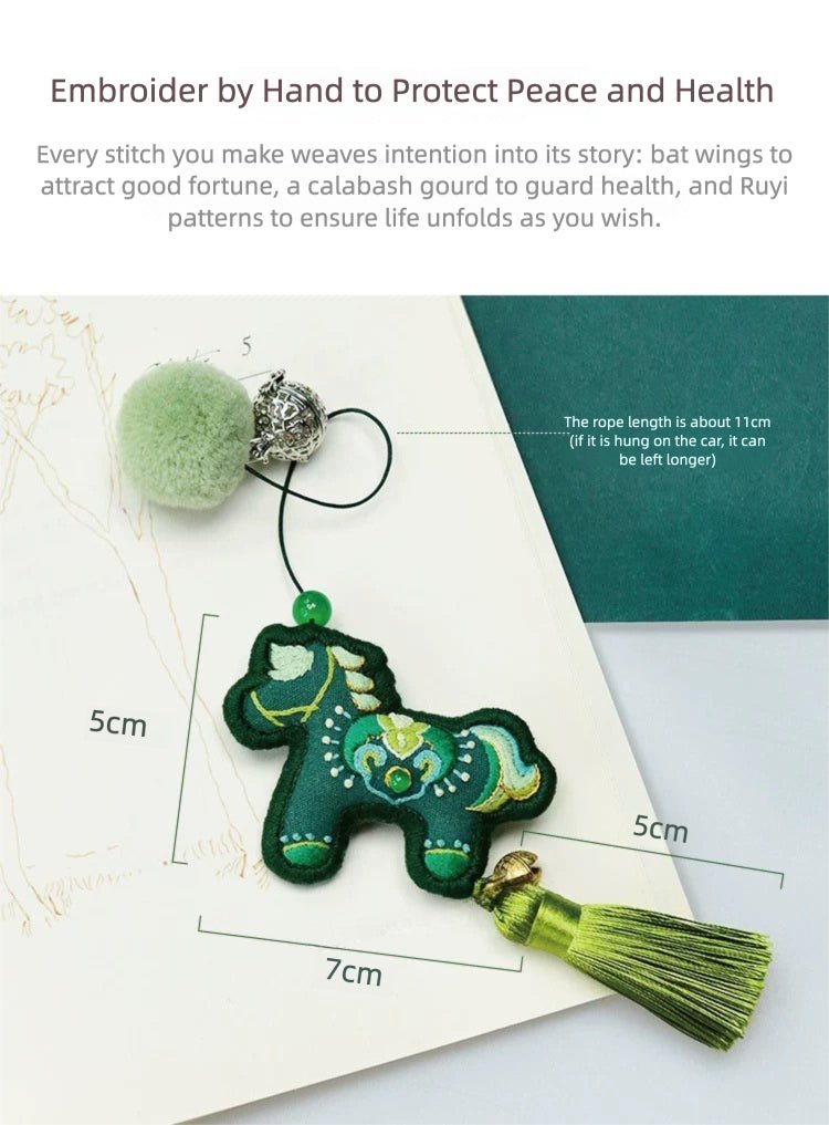 DIY Guardian Green Pony Embroidery Kit - Included Thread & Fabric