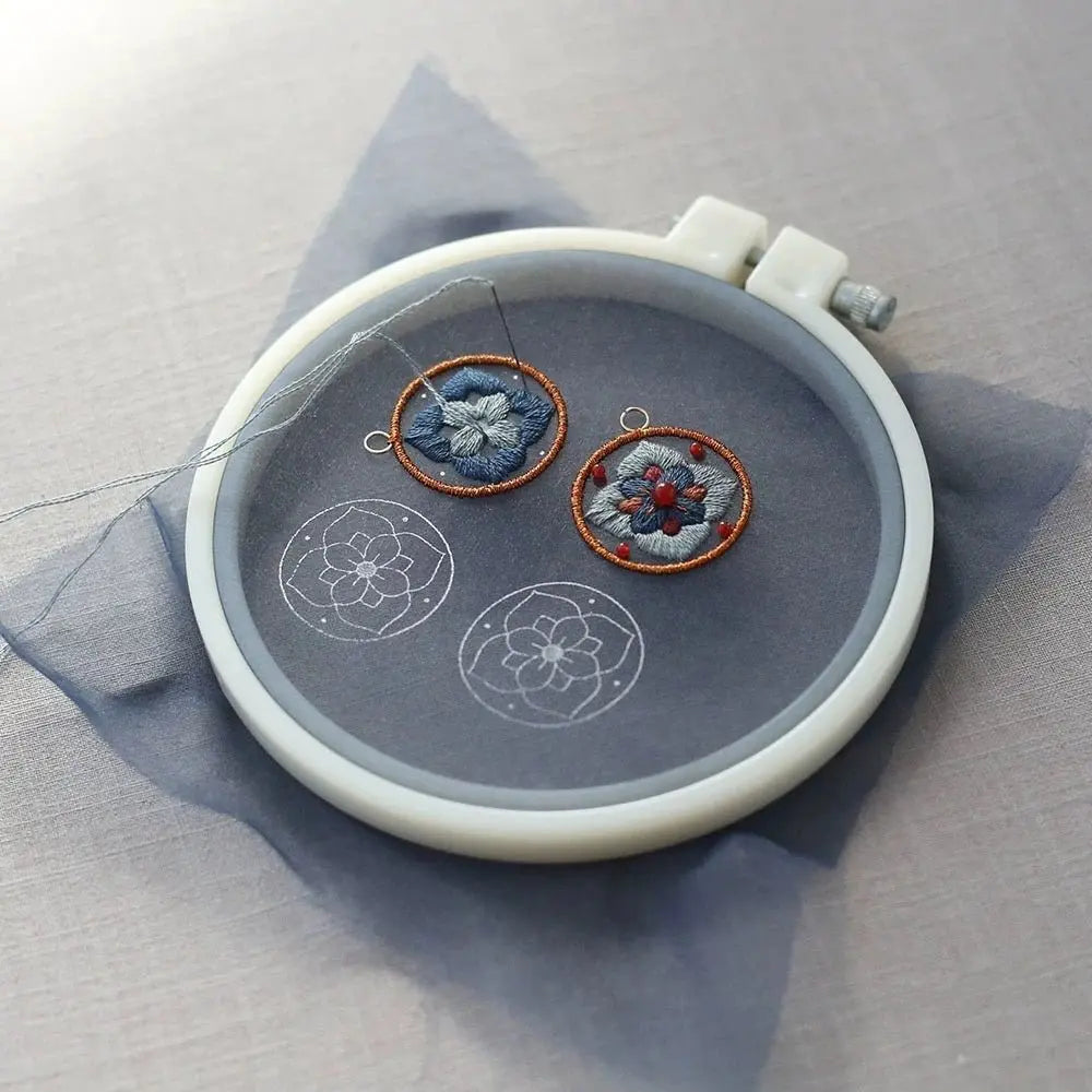 Dunhuang Ceiling Art Chinese Embroidery DIY Kit - Two - Sided Earrings (A Stunning & Cool Gift Idea) - HeyPouch