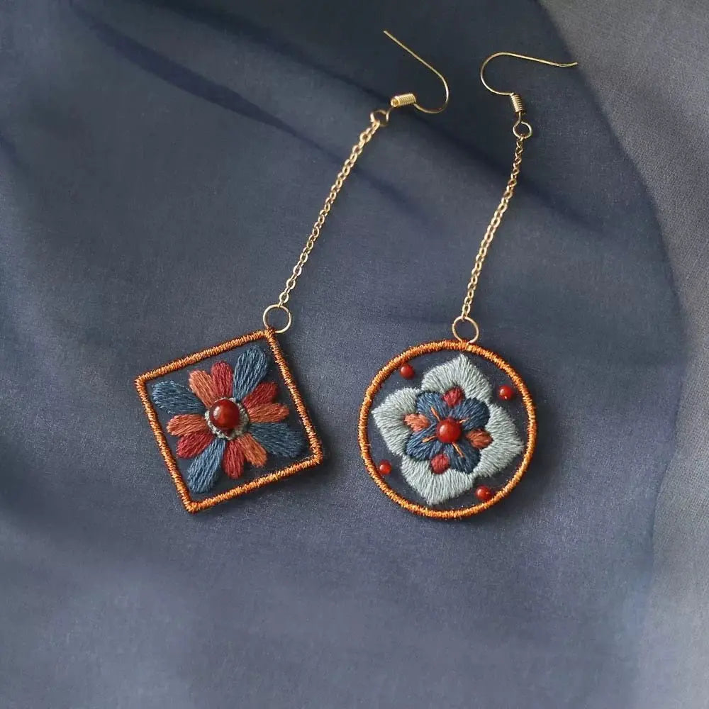 Dunhuang Ceiling Art Chinese Embroidery DIY Kit - Two-Sided Earrings