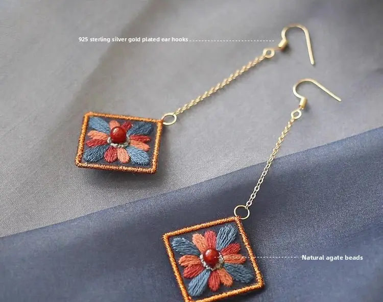 Dunhuang Ceiling Art Chinese Embroidery DIY Kit - Two-Sided Earrings