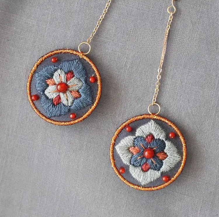Dunhuang Ceiling Art Chinese Embroidery DIY Kit - Two-Sided Earrings
