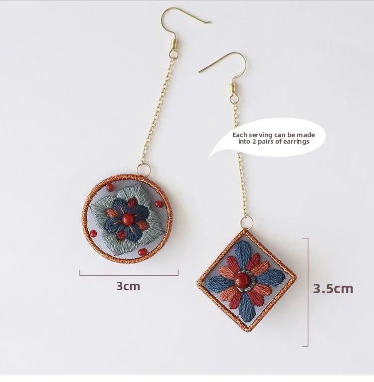 Dunhuang Ceiling Art Chinese Embroidery DIY Kit - Two-Sided Earrings