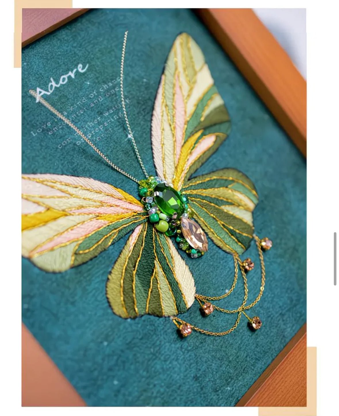 Elegant Butterfly Beaded Embroidery DIY Kit - Beading Step Close-Up