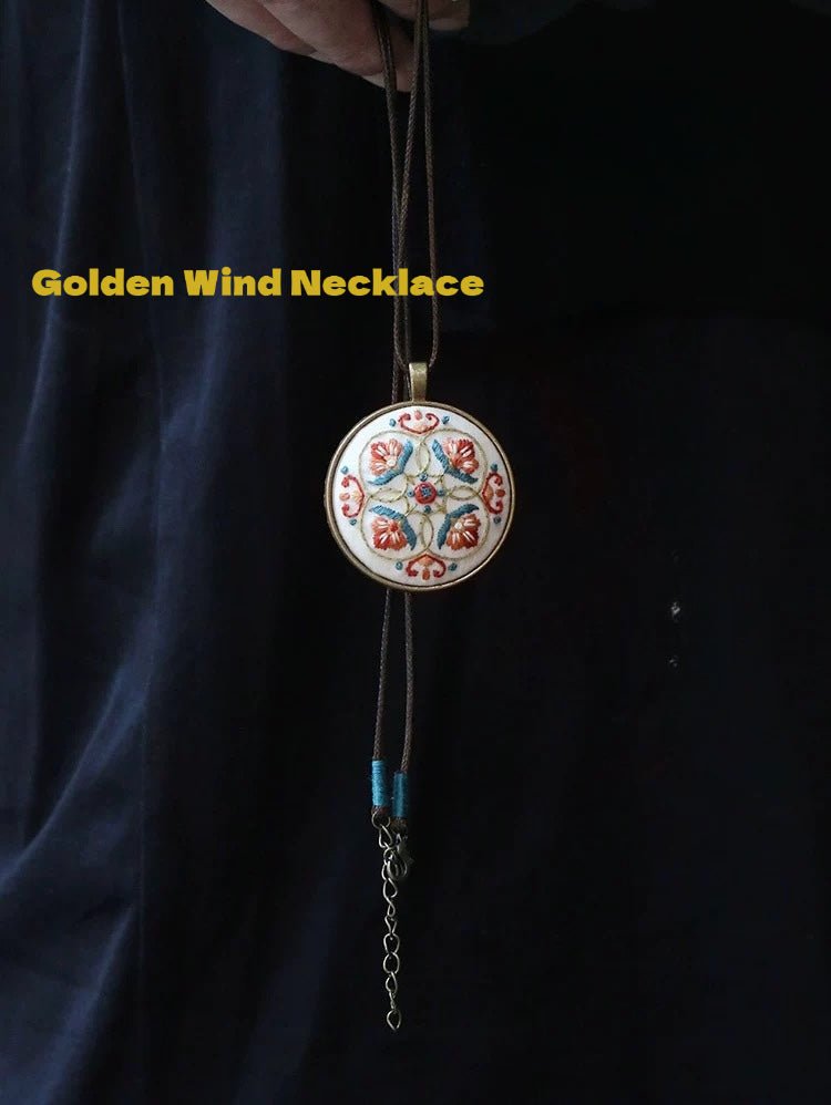 Golden Wind & Jade Dew Necklace Embroidery Kit - Golden Wind Style Necklace