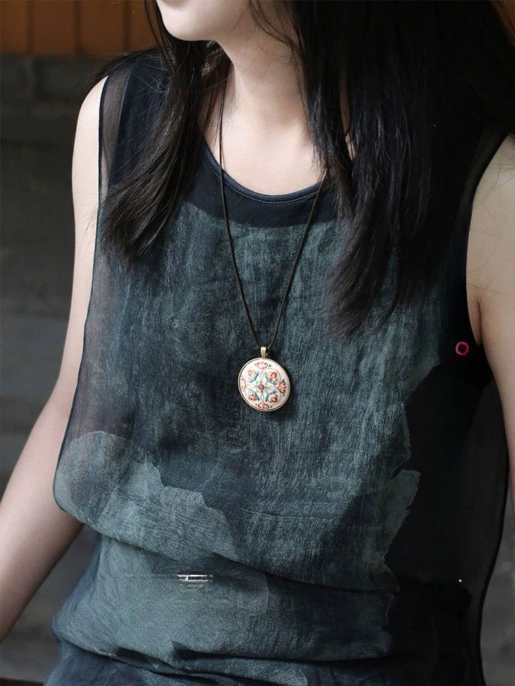 Golden Wind & Jade Dew Necklace Embroidery Kit | Dunhuang Ceiling Art | Meaningful Meeting Symbol - HeyPouch