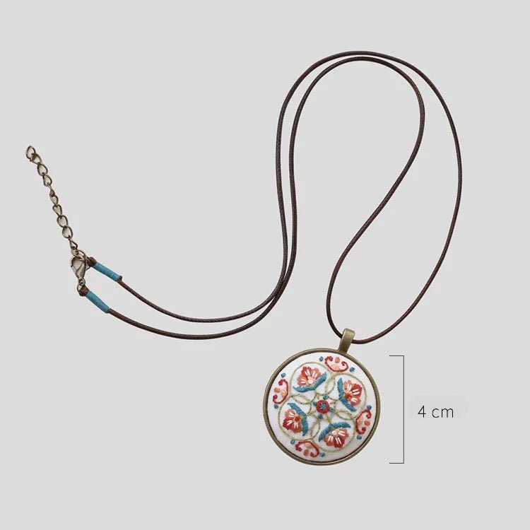 Golden Wind & Jade Dew Necklace Embroidery Kit - Dunhuang Geometric Pattern