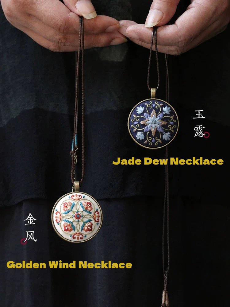 Golden Wind & Jade Dew Necklace Embroidery Kit - Golden Wind Style Necklace