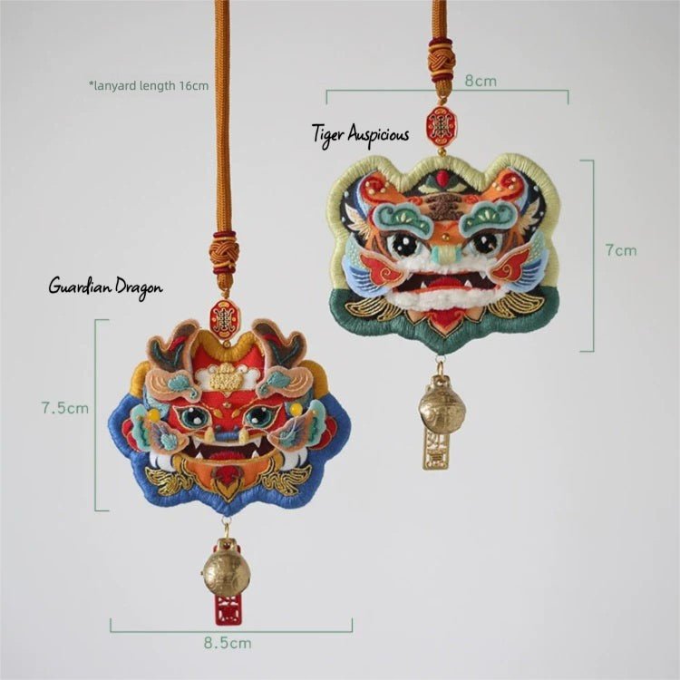 Guardian Dragon & Tiger Auspicious Sachet Embroidery Kit - Dual Sachet Set