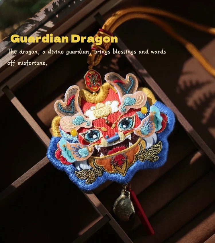 Guardian Dragon & Tiger Auspicious Sachet Embroidery Kit | Mythical Protector Duo - HeyPouch