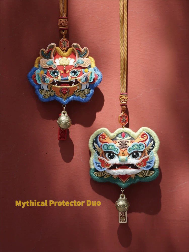 Guardian Dragon & Tiger Auspicious Sachet Embroidery Kit - Dual Sachet Set