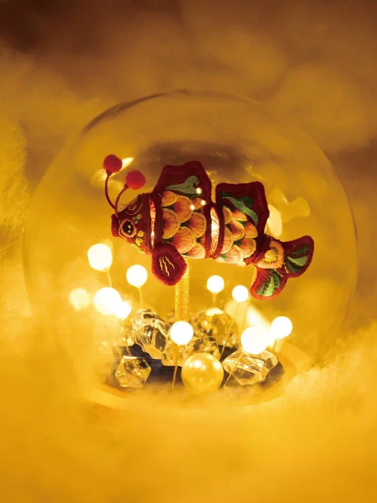 Lucky Koi Night Light DIY Embroidery Kit - Warm Glow Close-Up