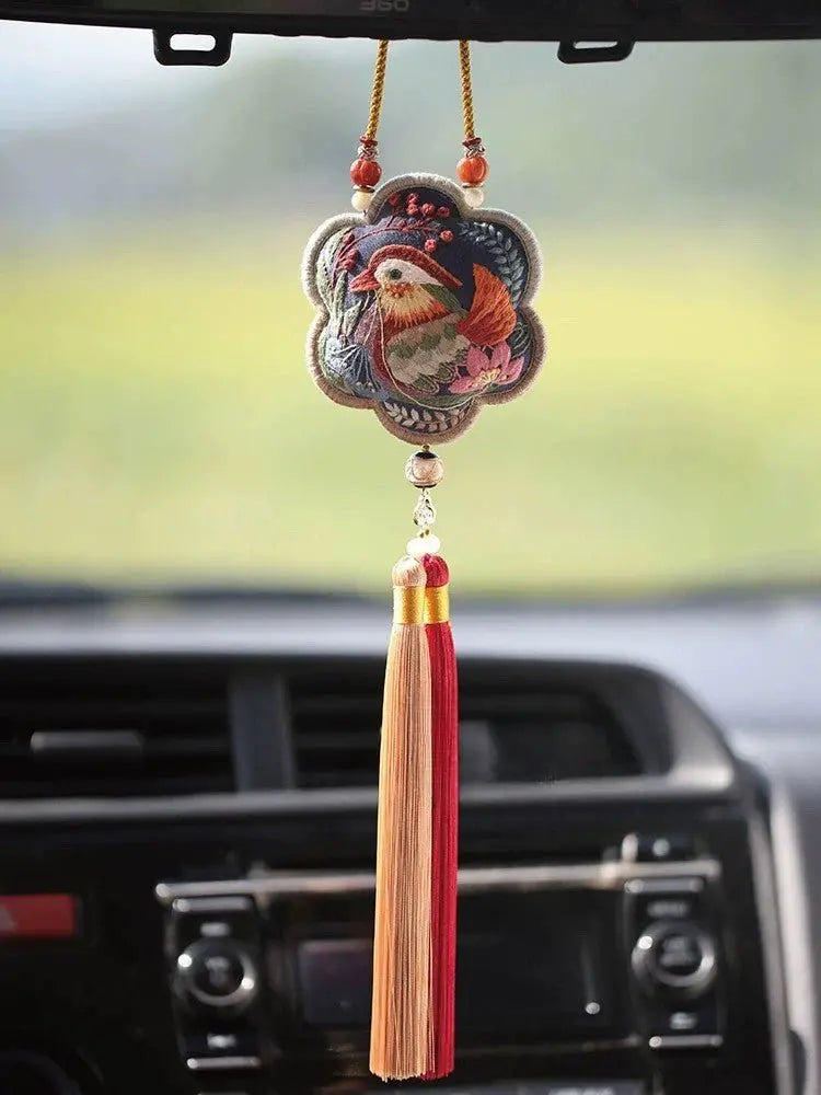 Mandarin Duck Embroidered Sachet DIY Kit - Mandarin Duck Stitch Detail