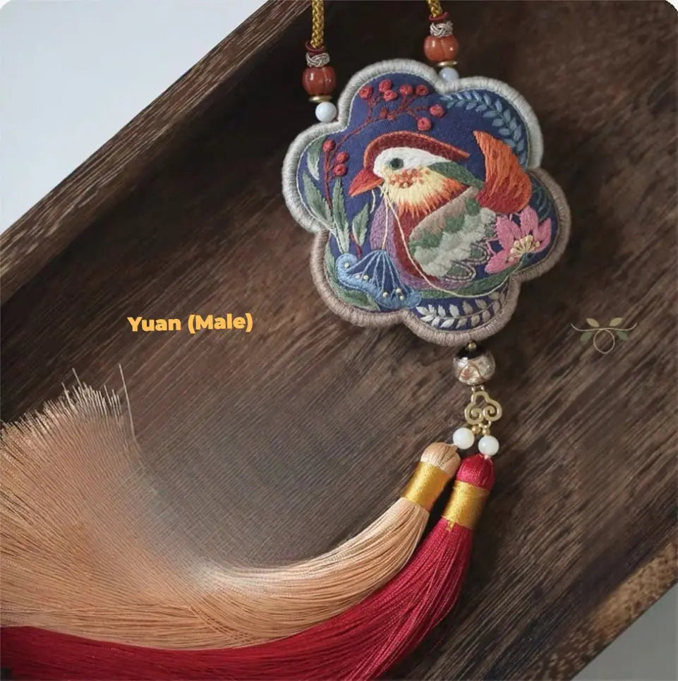 Mandarin Duck Embroidered Sachet DIY Kit - The Ultimate Symbol of Love, Perfect for Valentine's & Anniversaries - HeyPouch