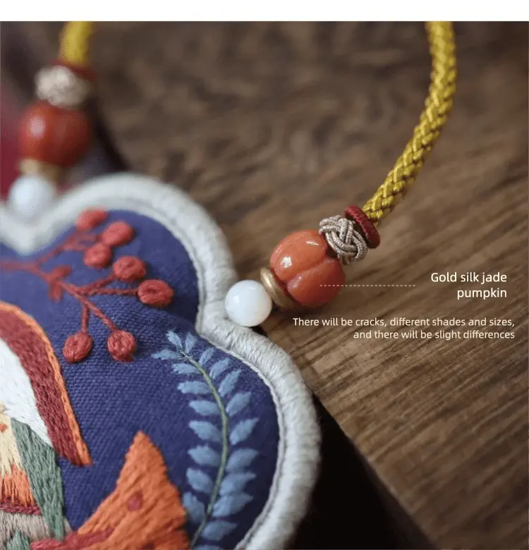 Mandarin Duck Embroidered Sachet DIY Kit - Mandarin Duck Stitch Detail