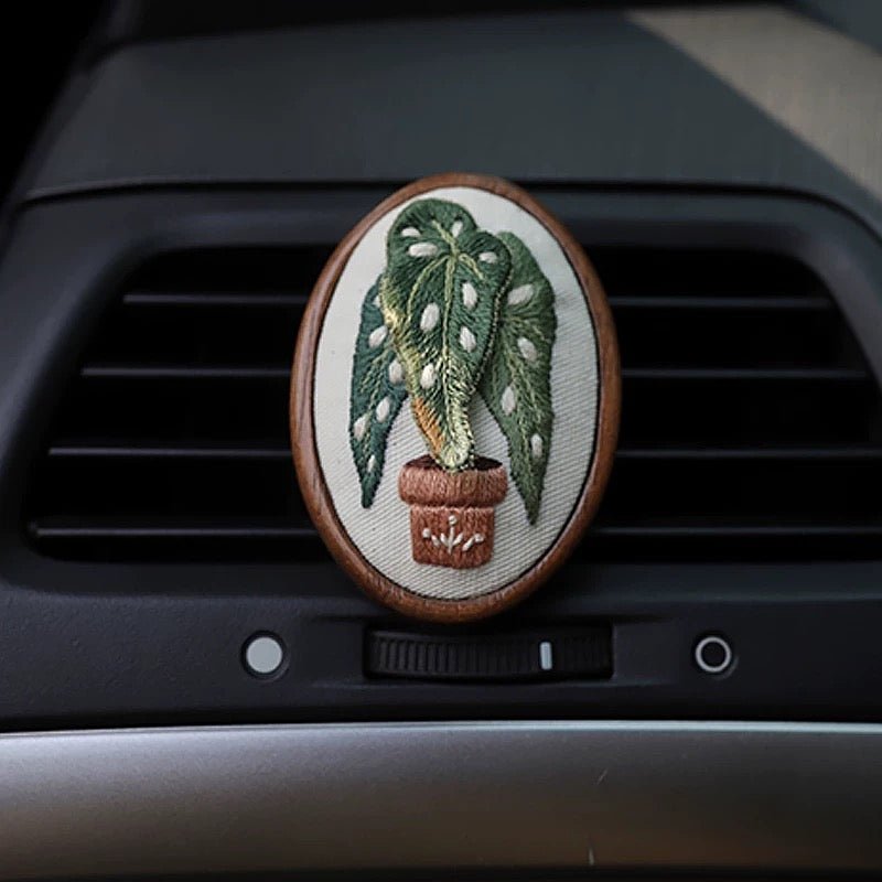 Begonia Car Scent Diffuser DIY Embroidery Kit - Dual Botanical Designs