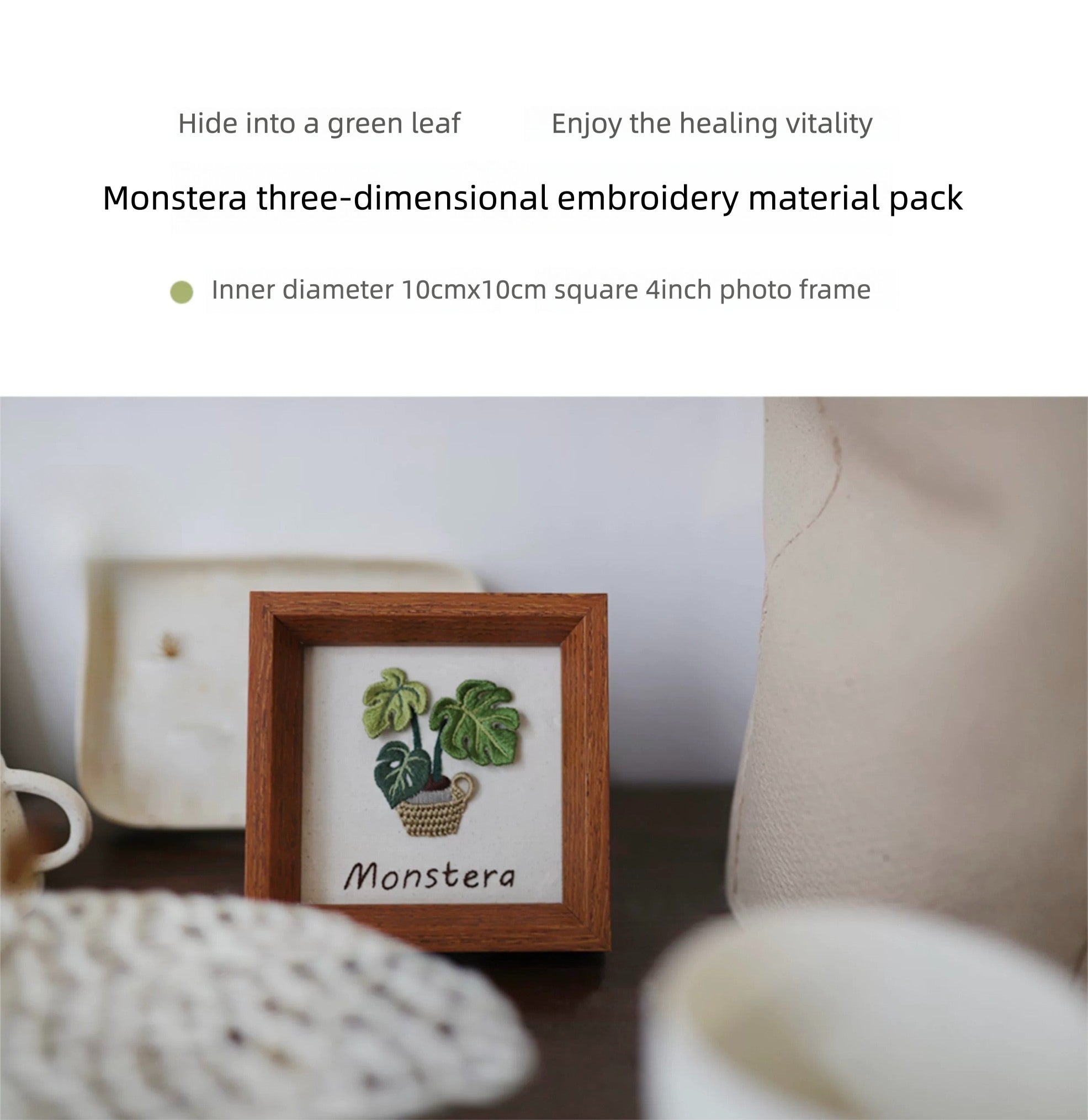 Monstera & Begonia Car Scent Diffuser DIY Embroidery Kit - Dual Botanical Designs