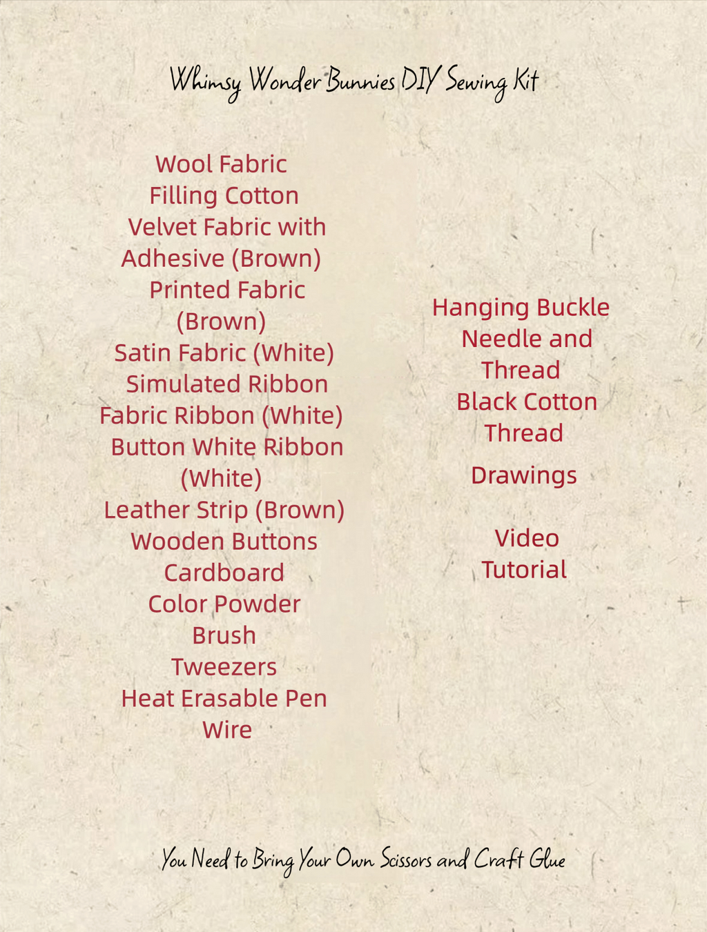 Whimsy Wonder Bunnies DIY Sewing Kit Brown & White - Soft Plush Craft - HeyPouch