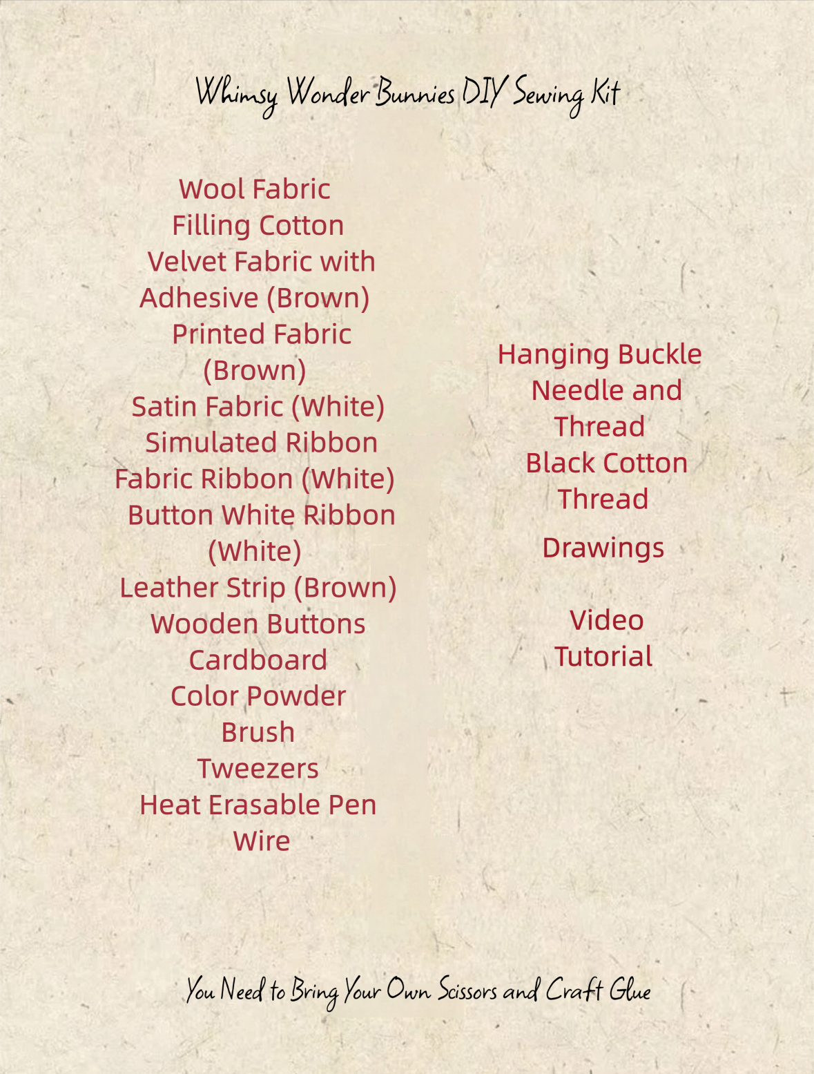 Whimsy Wonder Bunnies DIY Sewing Kit Brown & White - Soft Plush Craft - HeyPouch